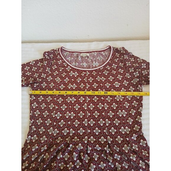 Max Studio Women's FLORAL Round Neck Long Sleeve Knee Length Dress SZ S maroon - Picture 14 of 15